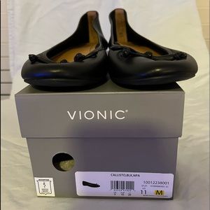 NIB Vionic Callisto flat in black Napa leather size 11M